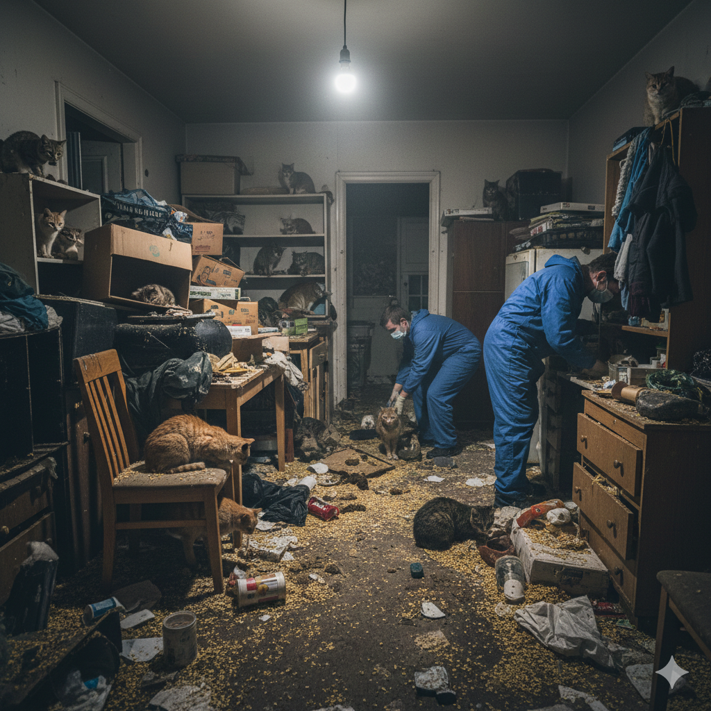 Six Cats Rescued from Unsanitary Home in Rocha Miranda, Rio de Janeiro